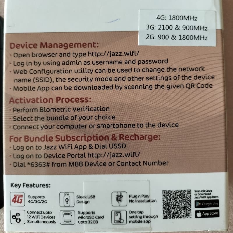 Jazz super 4G Wingle All Jazz Sim work