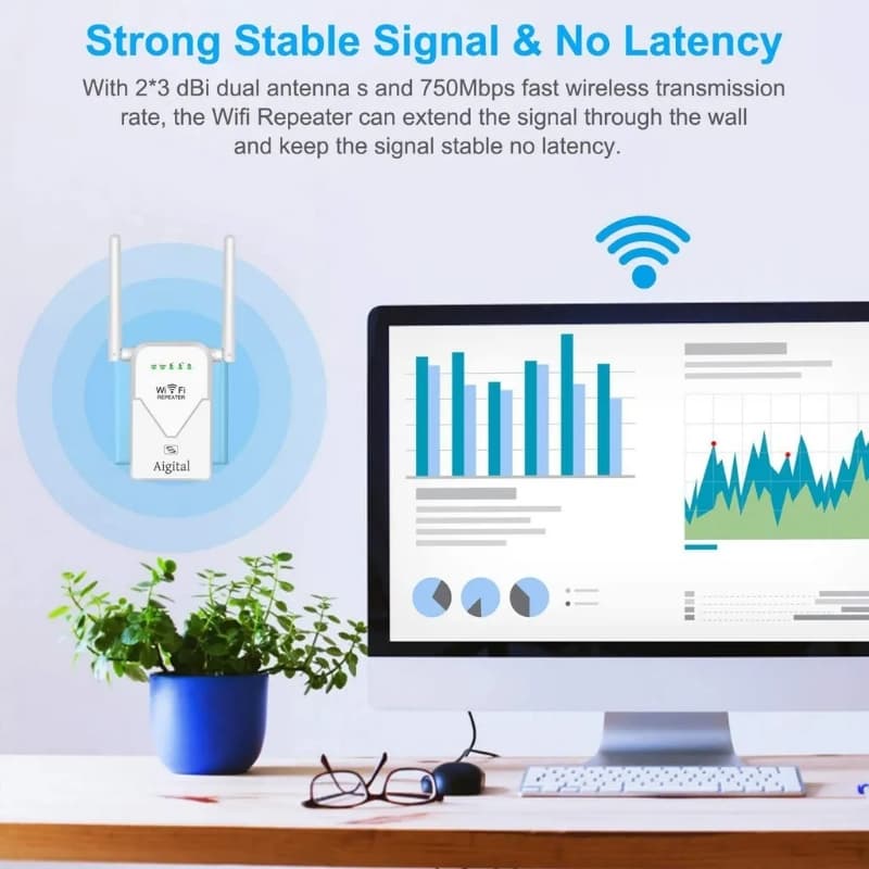 Concurrent WiFi Range Extender AC750M Dual Band Wifi